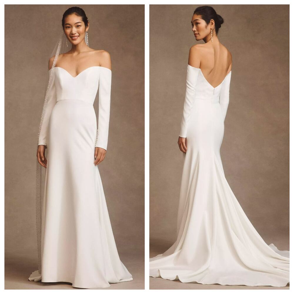 Willowby Watters Nala Wedding Dress 14 Off Shoulder Bridal Gown Long Sleeve